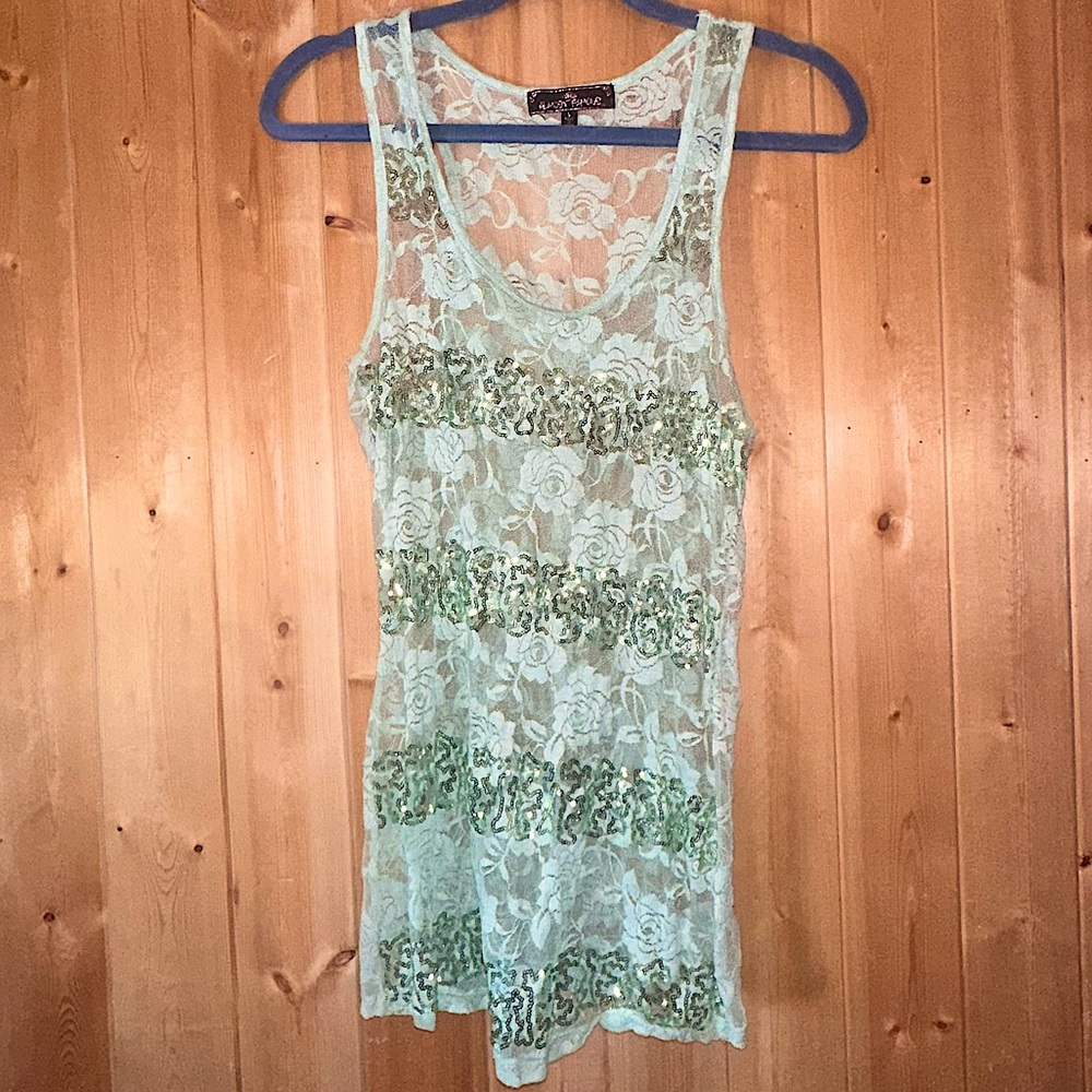 (Almost Famous) Seaweed Lacey Tank